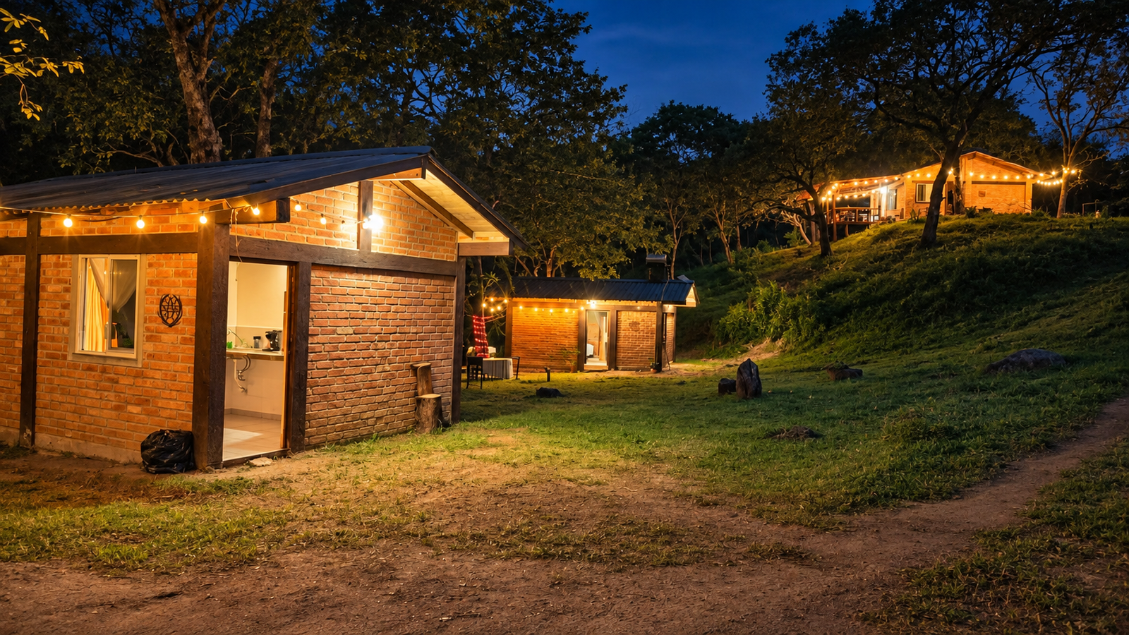 El Rancho Divino Cabin One exterior at evening